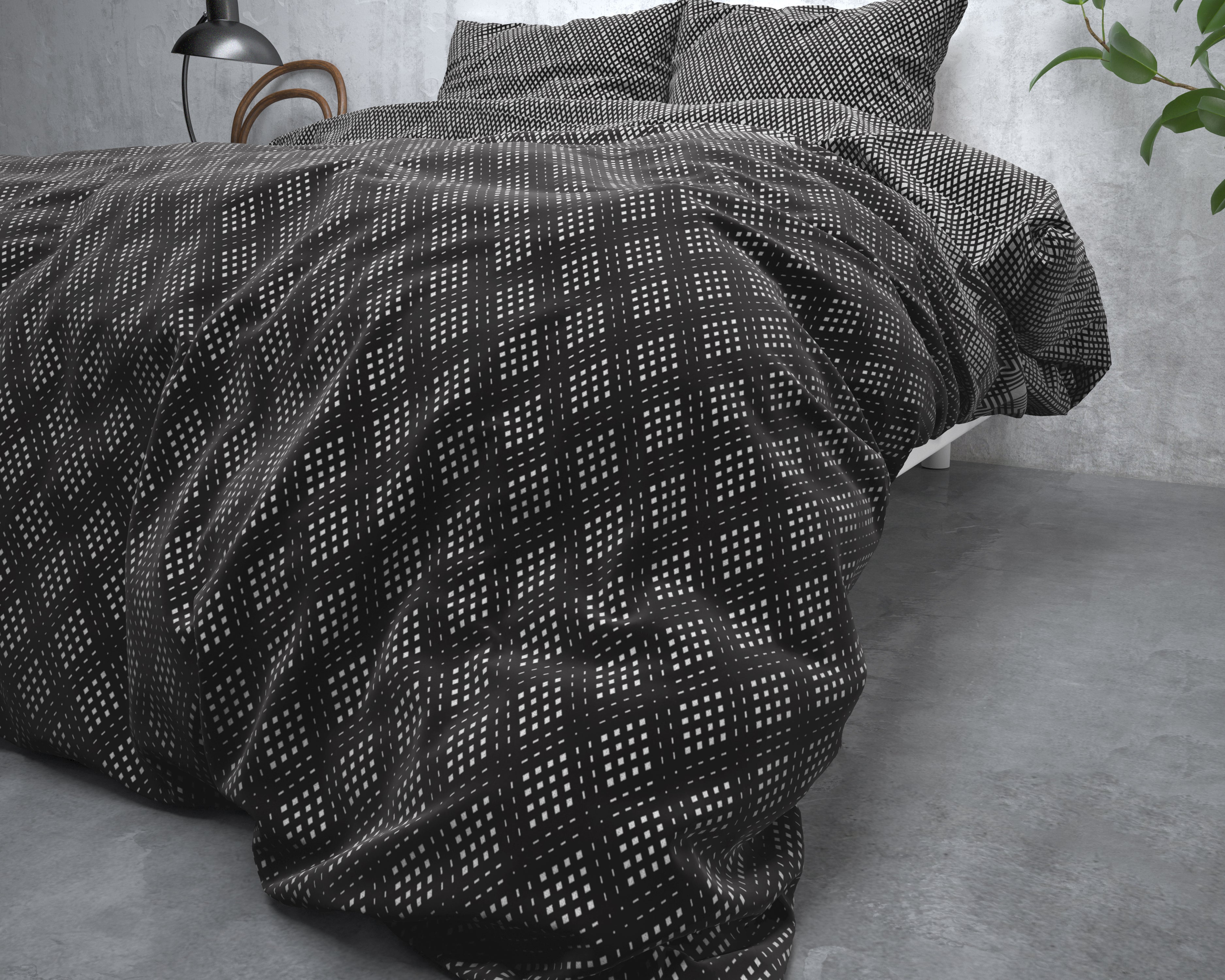 Flanel Dekbedovertrek Cheng Antraciet - Heerlijk warm - Leuke prints - Comfortabel zacht