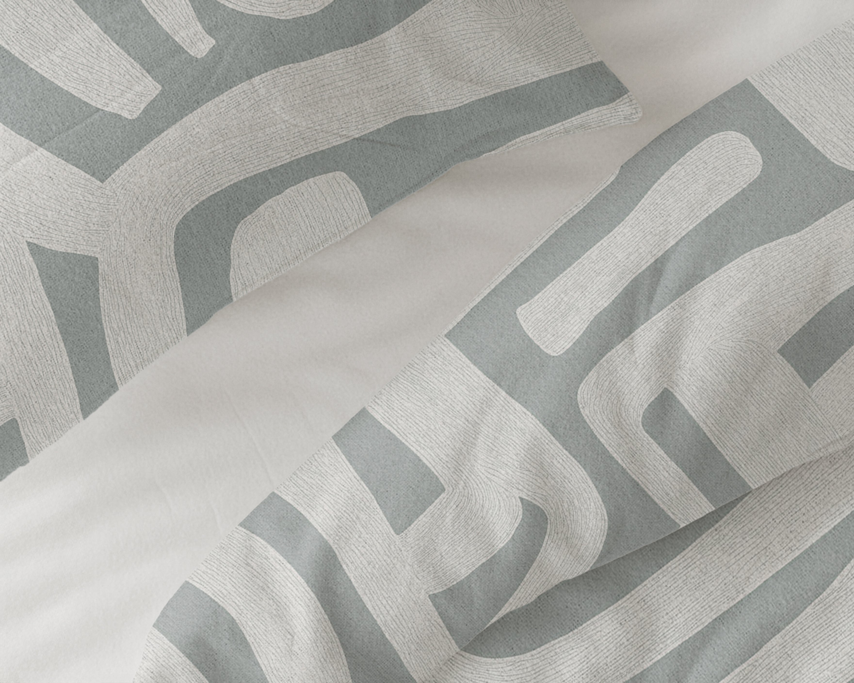 Flanel Dekbedovertrek Danis Groen/Grijs