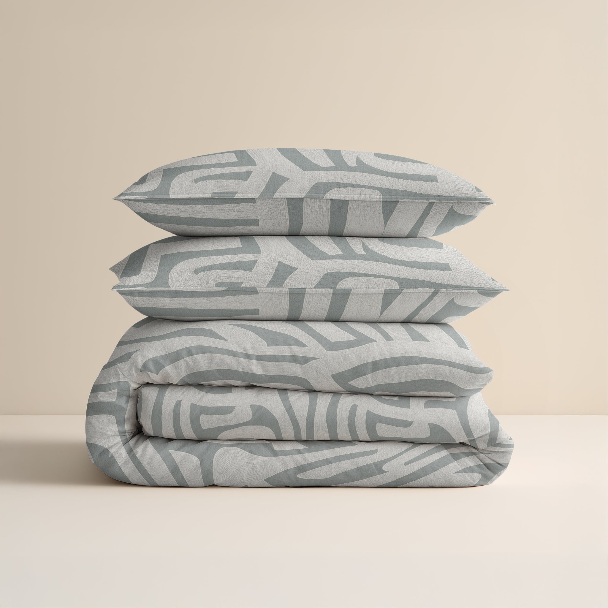 Flanel Dekbedovertrek Danis Groen/Grijs