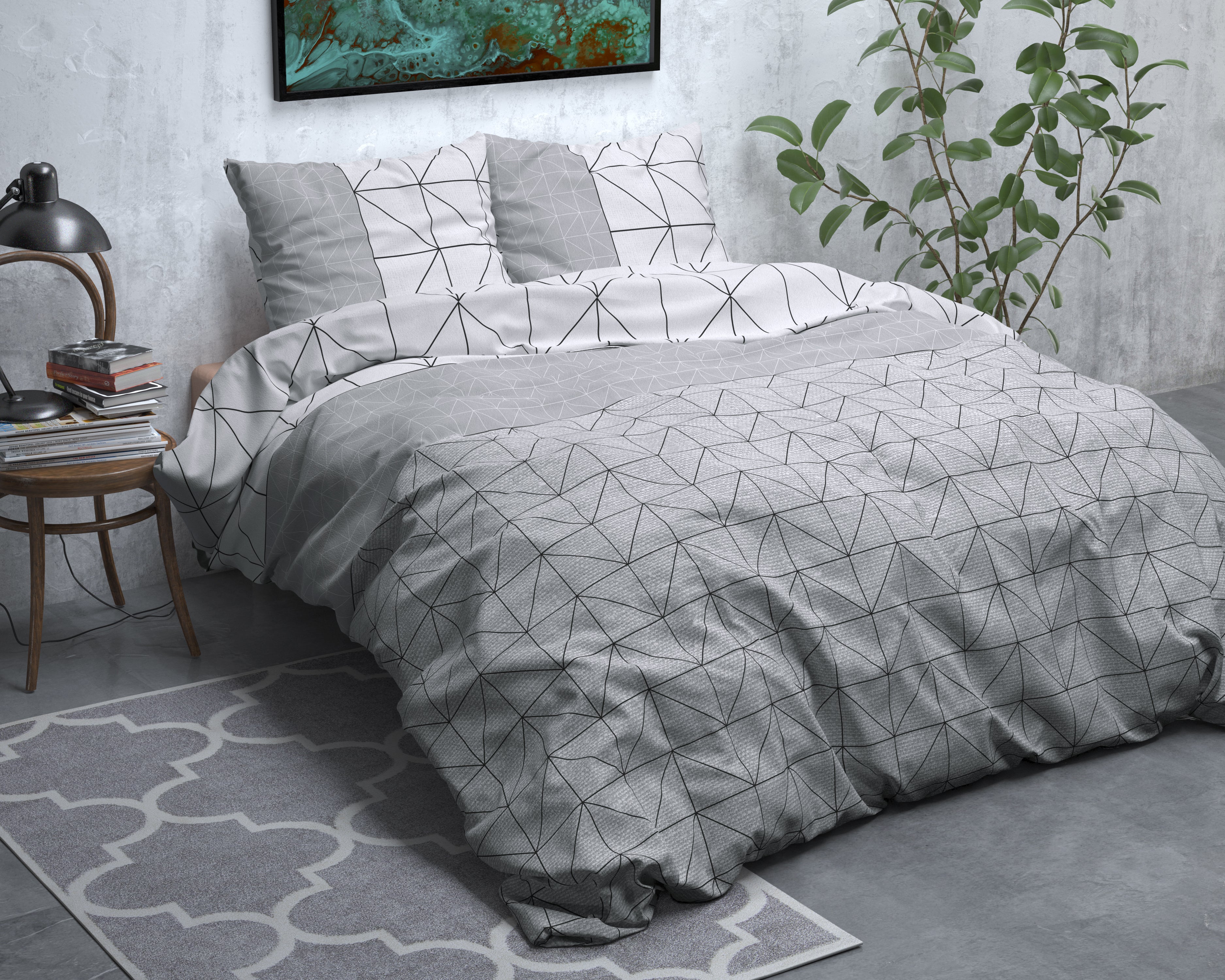 Flanel Dekbedovertrek Gino Grijs - Heerlijk warm - Leuke prints - Comfortabel zacht