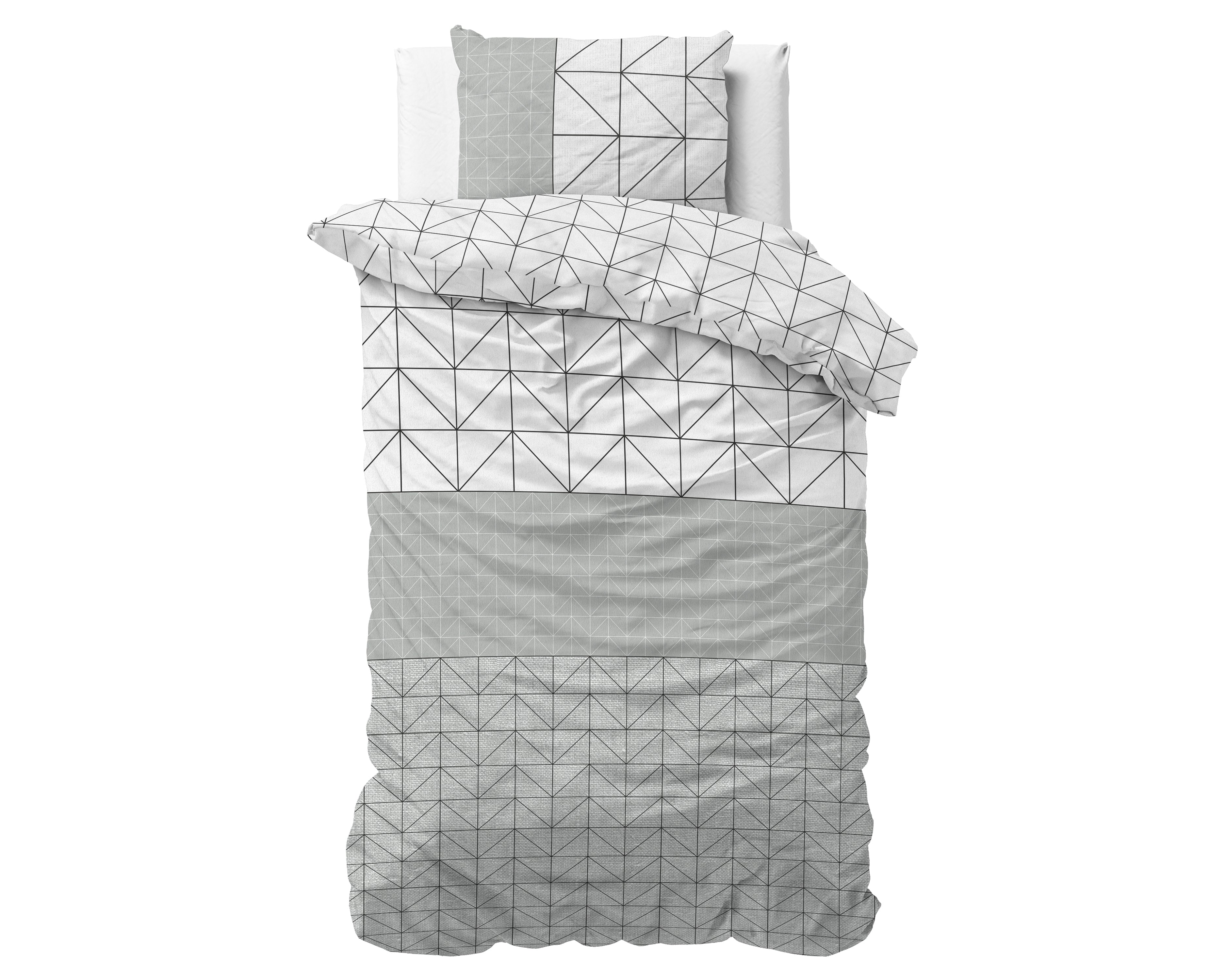 Flanel Dekbedovertrek Gino Grijs - Heerlijk warm - Leuke prints - Comfortabel zacht