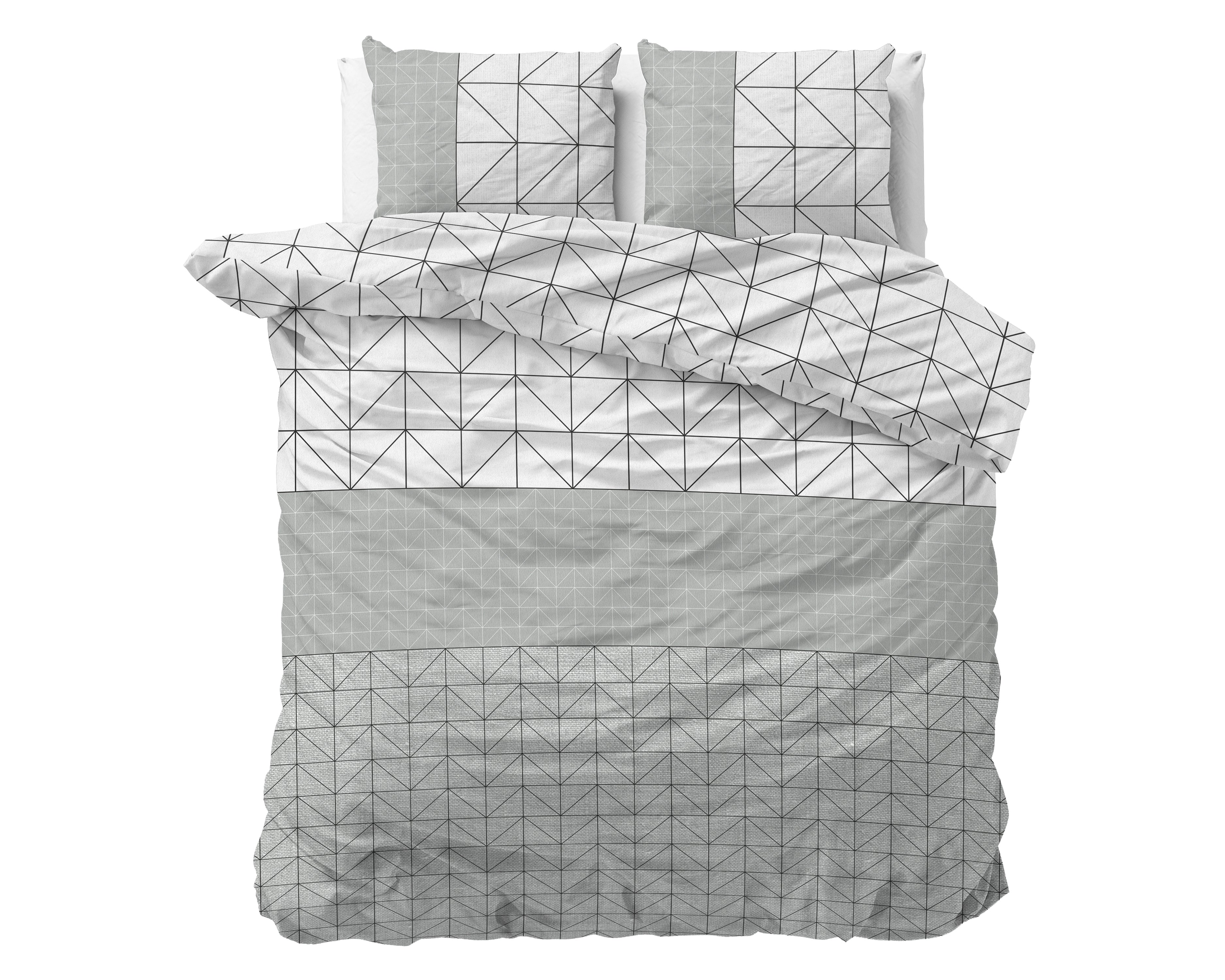 Flanel Dekbedovertrek Gino Grijs - Heerlijk warm - Leuke prints - Comfortabel zacht