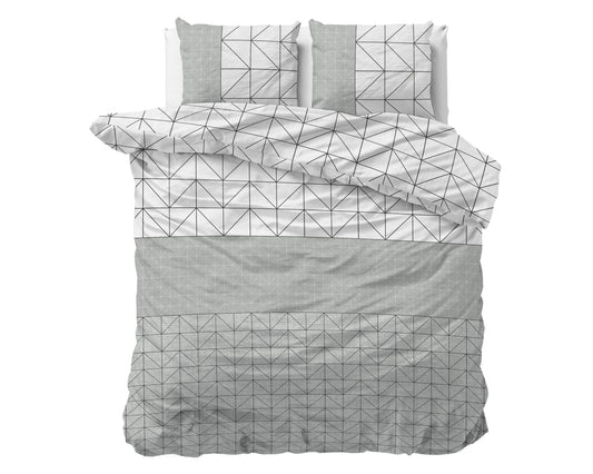 Flanel Dekbedovertrek Gino Grijs - Heerlijk warm - Leuke prints - Comfortabel zacht