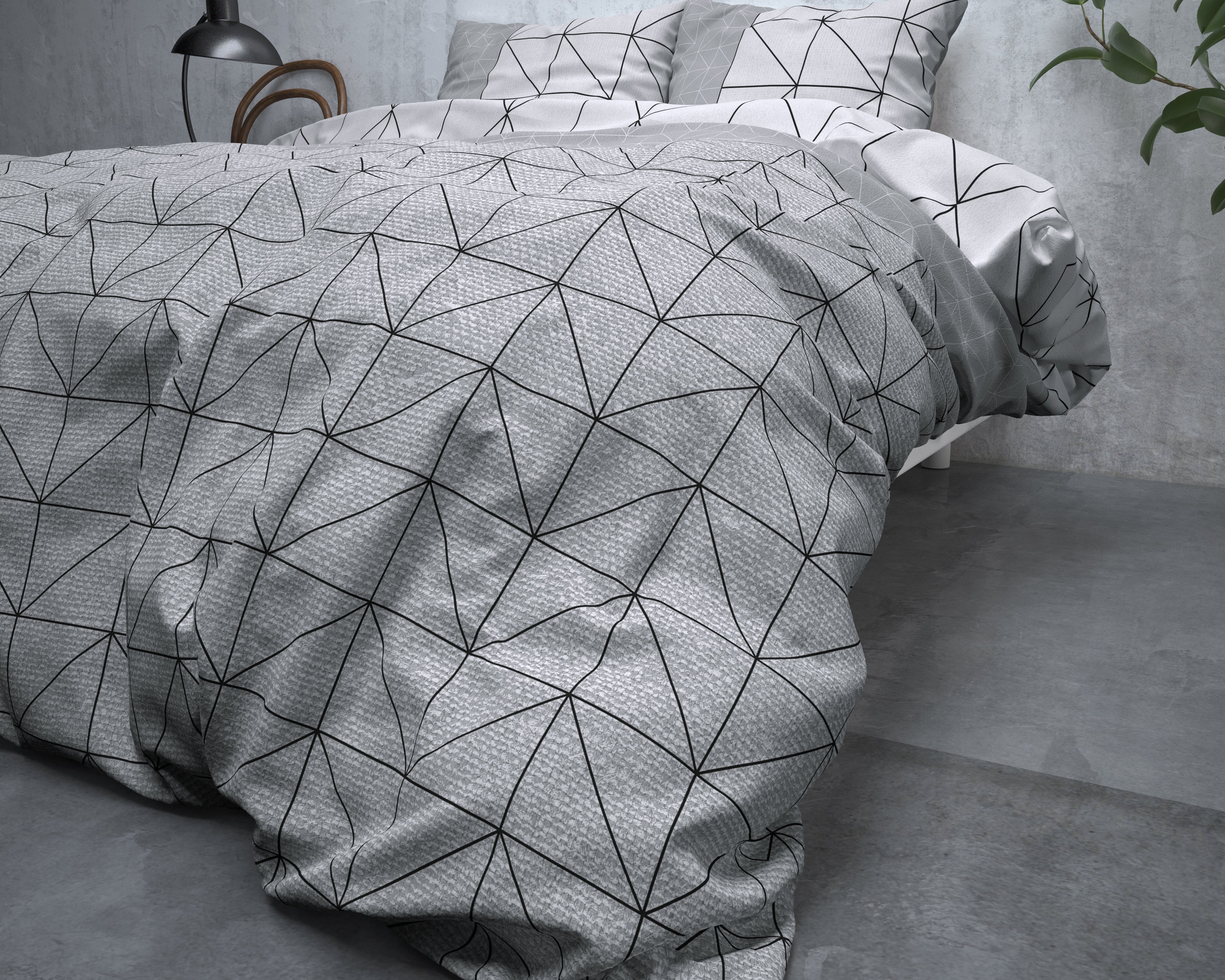 Flanel Dekbedovertrek Gino Grijs - Heerlijk warm - Leuke prints - Comfortabel zacht