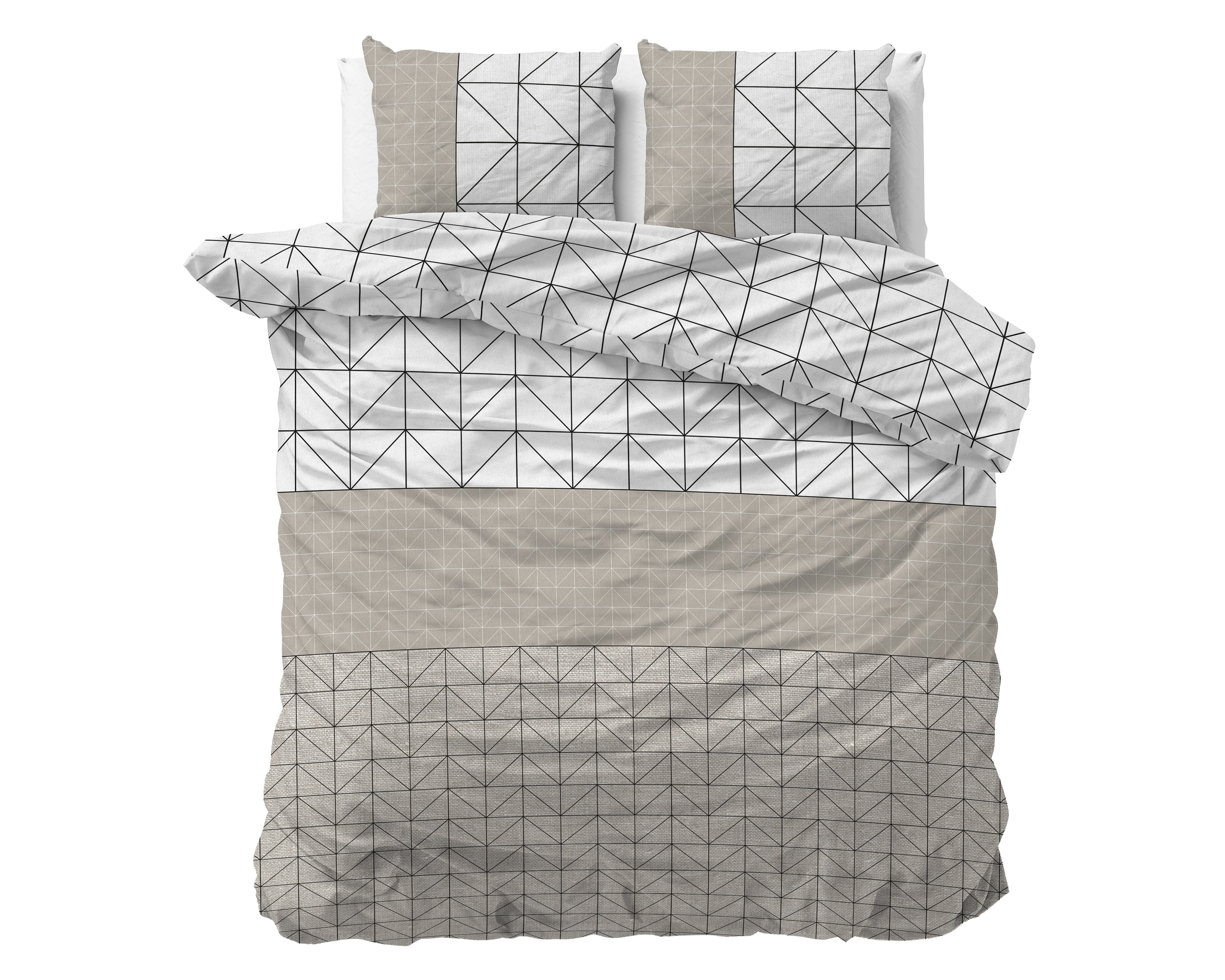 Flanel Dekbedovertrek Gino Taupe - Heerlijk warm - Leuke prints - Comfortabel zacht
