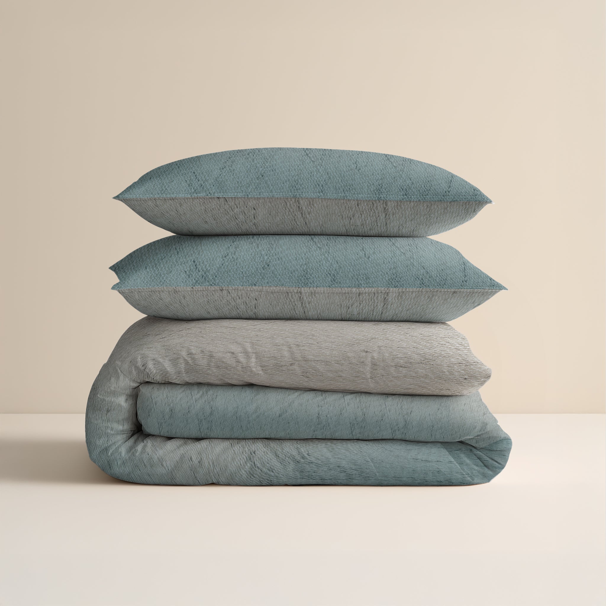 Flanel Dekbedovertrek Gradia Beige/Blauw