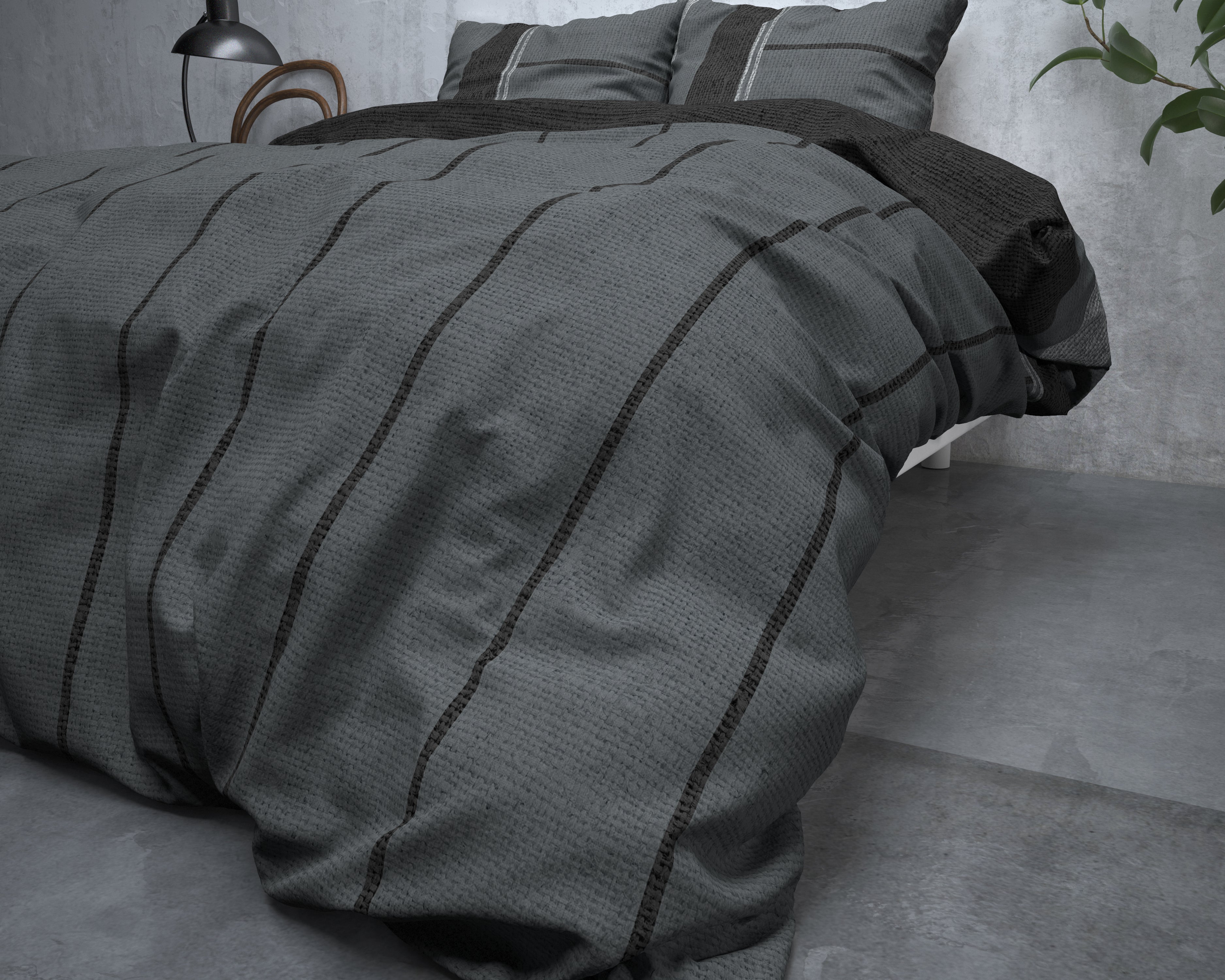 Flanel Dekbedovertrek Kees Antraciet - Heerlijk warm - Leuke prints - Comfortabel zacht