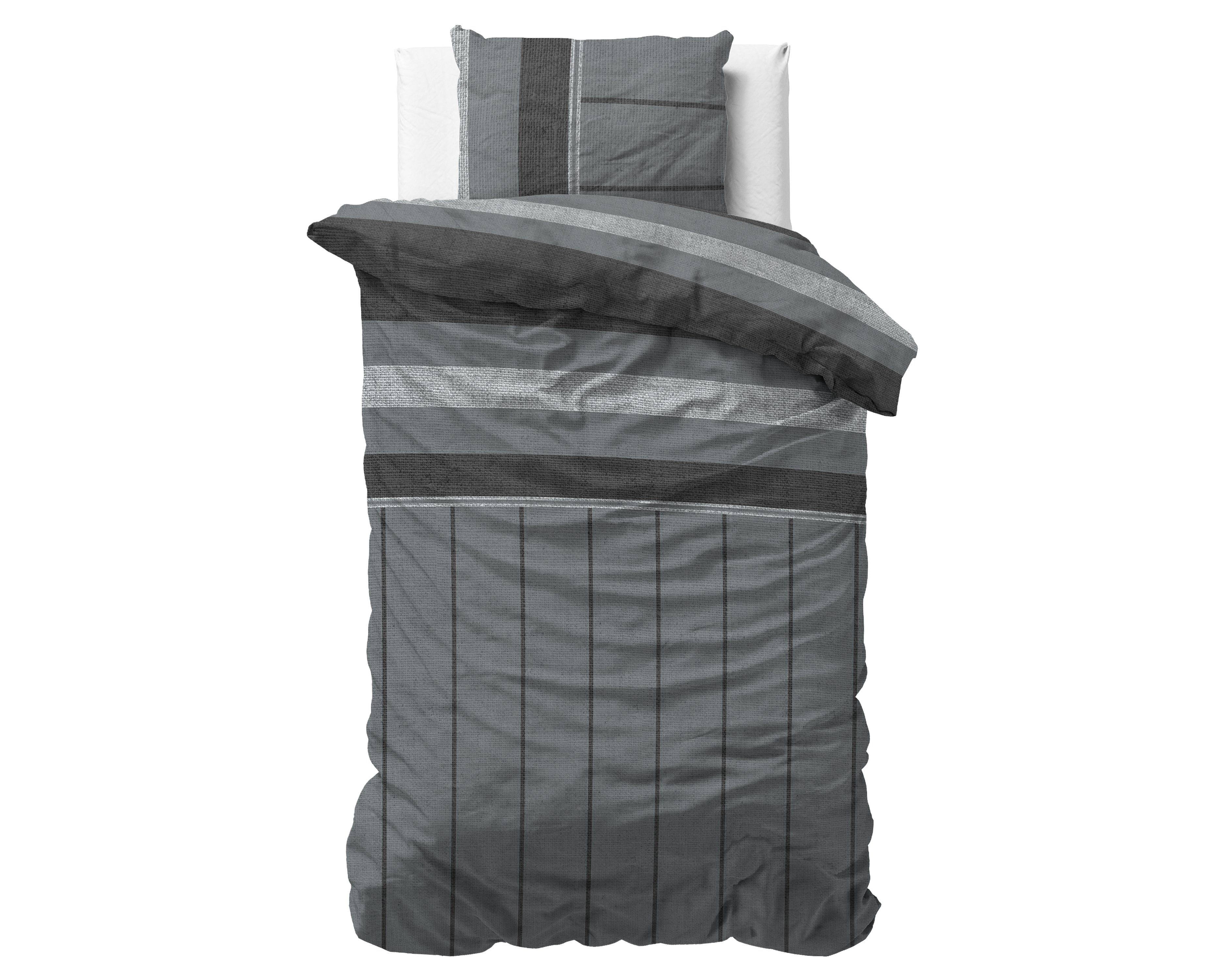 Flanel Dekbedovertrek Kees Antraciet - Heerlijk warm - Leuke prints - Comfortabel zacht