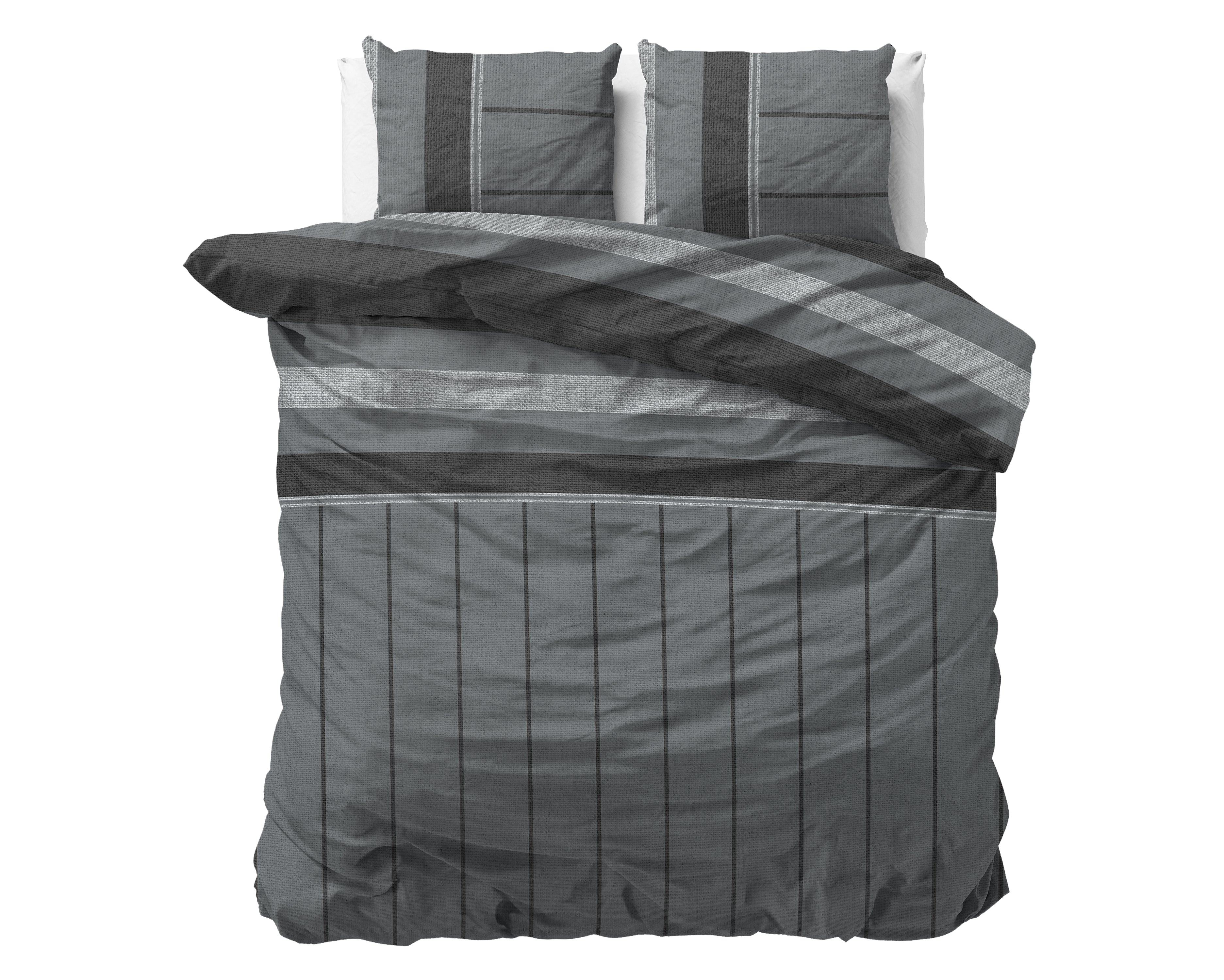 Flanel Dekbedovertrek Kees Antraciet - Heerlijk warm - Leuke prints - Comfortabel zacht