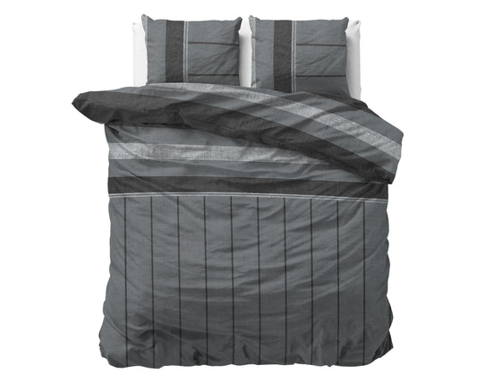 Flanel Dekbedovertrek Kees Antraciet - Heerlijk warm - Leuke prints - Comfortabel zacht