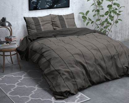 Flanel Dekbedovertrek Kees Taupe - Heerlijk warm - Leuke prints - Comfortabel zacht
