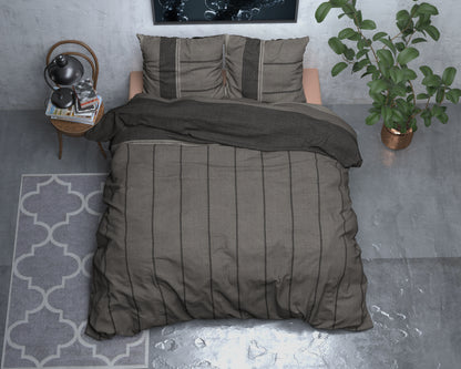 Flanel Dekbedovertrek Kees Taupe - Heerlijk warm - Leuke prints - Comfortabel zacht