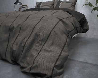 Flanel Dekbedovertrek Kees Taupe - Heerlijk warm - Leuke prints - Comfortabel zacht