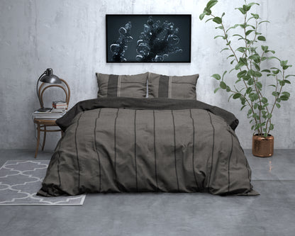 Flanel Dekbedovertrek Kees Taupe - Heerlijk warm - Leuke prints - Comfortabel zacht