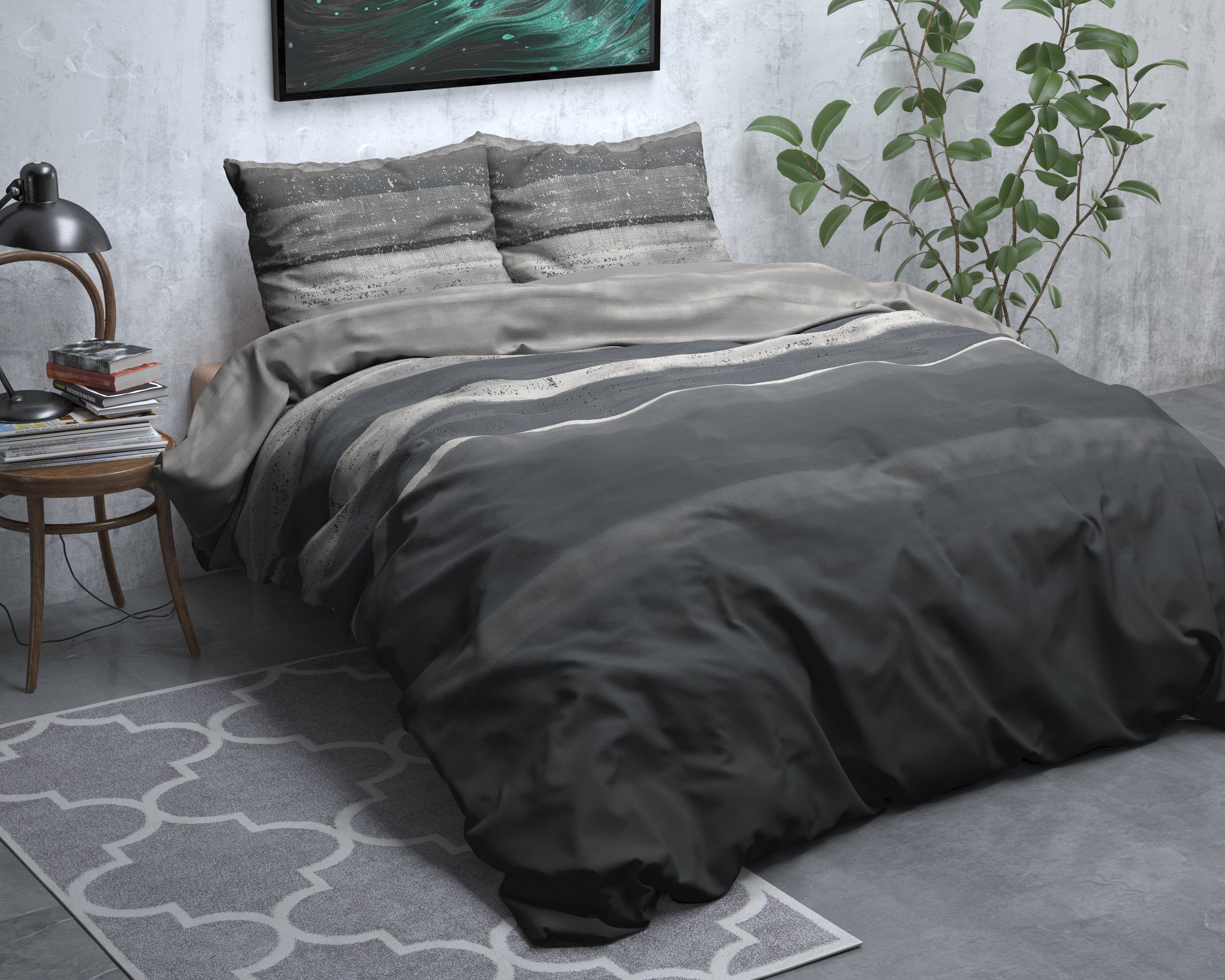 Flanel Dekbedovertrek Marcus Grijs - Heerlijk warm - Leuke prints - Comfortabel zacht