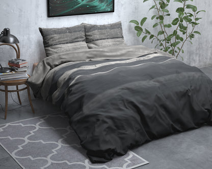 Flanel Dekbedovertrek Marcus Grijs - Heerlijk warm - Leuke prints - Comfortabel zacht