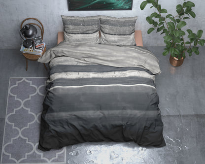 Flanel Dekbedovertrek Marcus Grijs - Heerlijk warm - Leuke prints - Comfortabel zacht