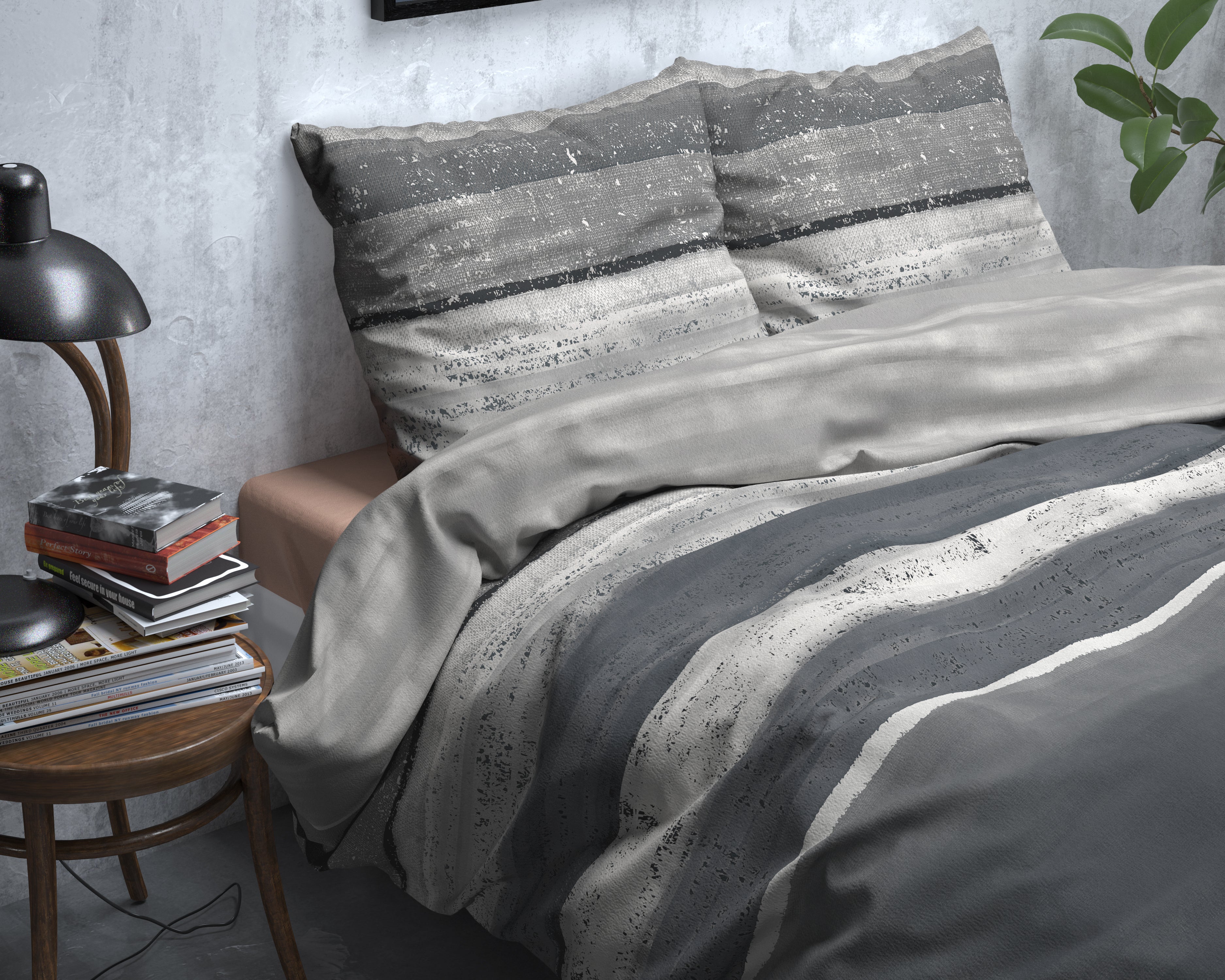 Flanel Dekbedovertrek Marcus Grijs - Heerlijk warm - Leuke prints - Comfortabel zacht