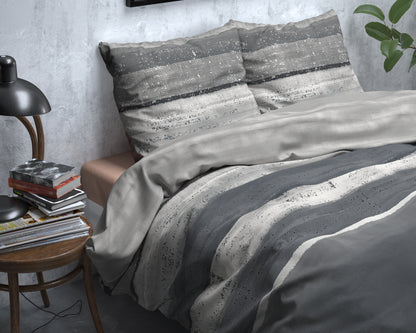 Flanel Dekbedovertrek Marcus Grijs - Heerlijk warm - Leuke prints - Comfortabel zacht