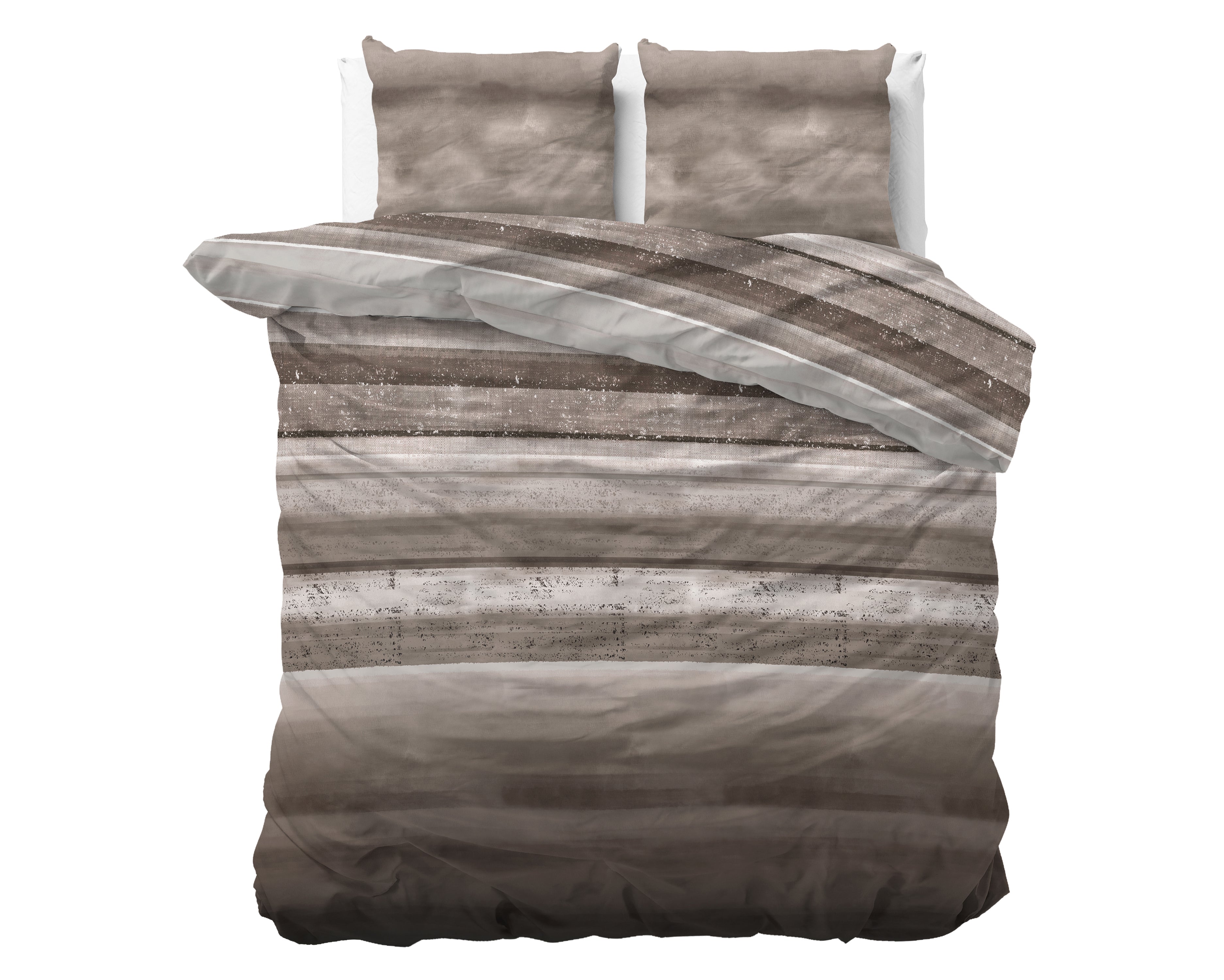 Flanel Dekbedovertrek Marcus Taupe - Heerlijk warm - Leuke prints - Comfortabel zacht