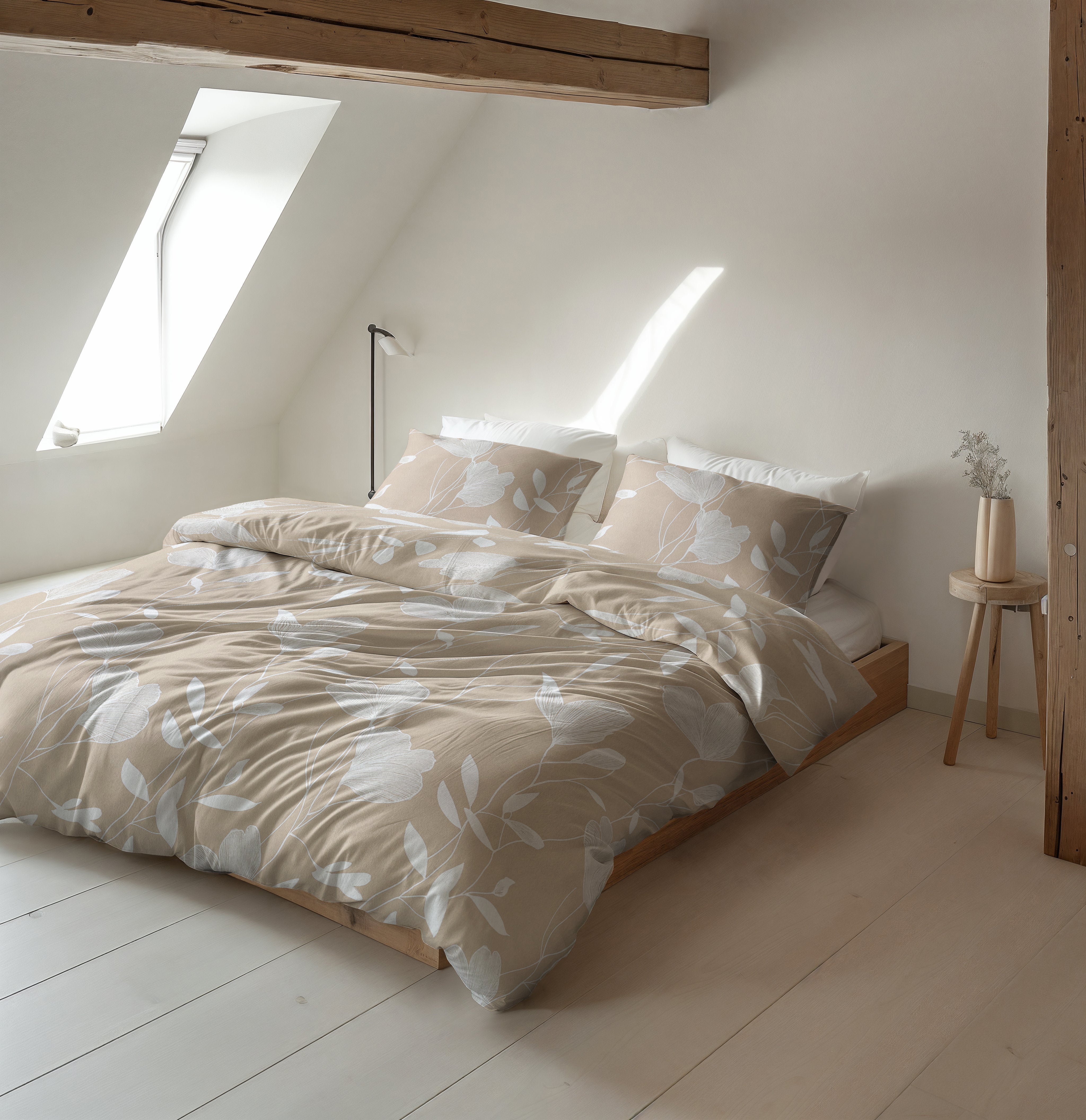 Flanel Dekbedovertrek Serenity Beige/Zand