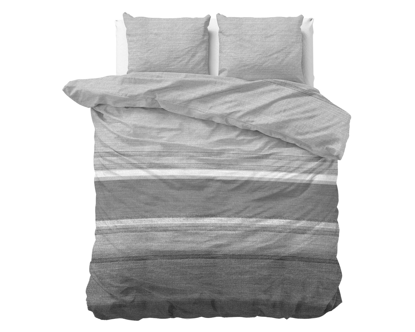 Flanel Dekbedovertrek Stone Stripe Grijs - Heerlijk warm - Leuke prints - Comfortabel zacht