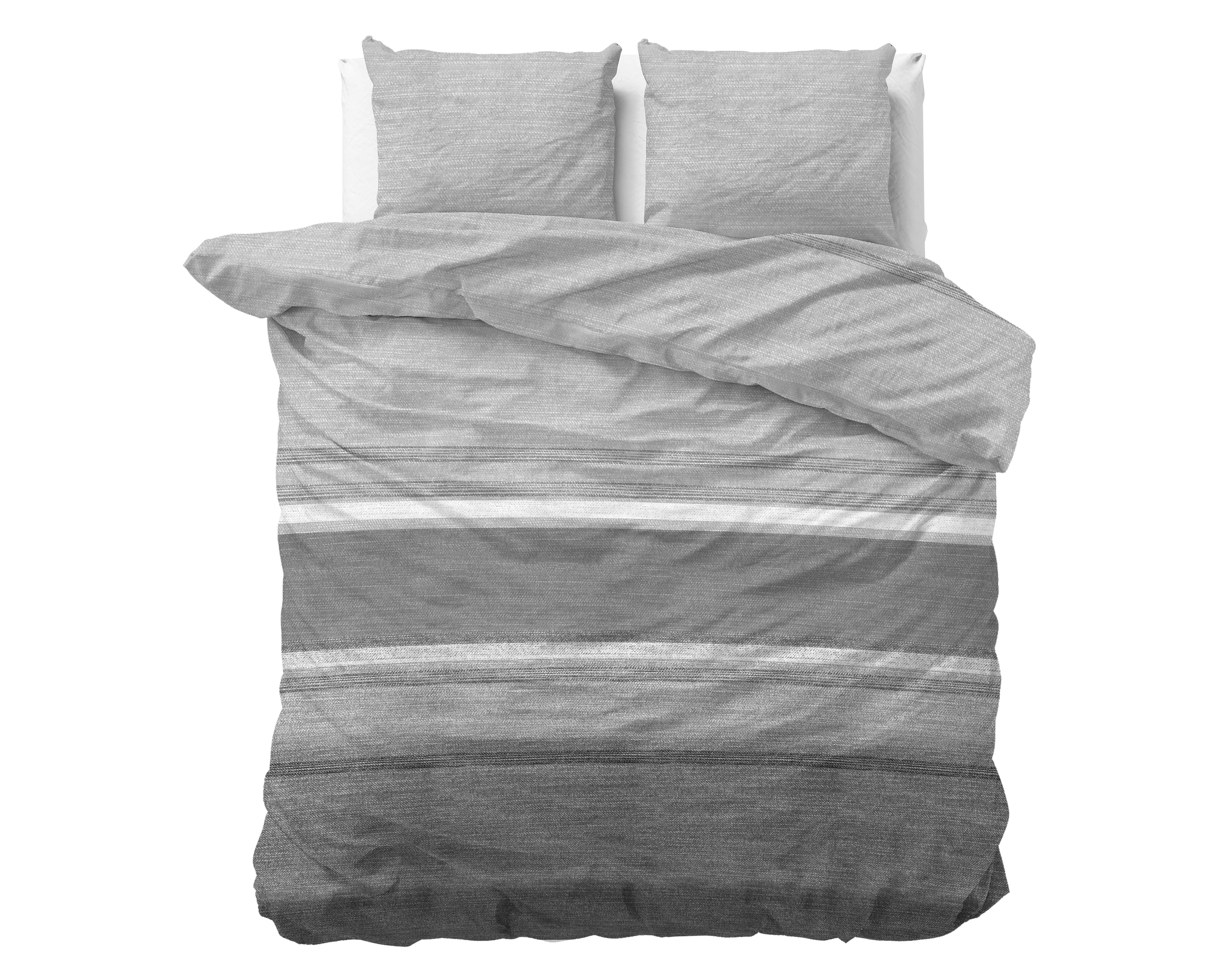 Flanel Dekbedovertrek Stone Stripe Grijs - Heerlijk warm - Leuke prints - Comfortabel zacht