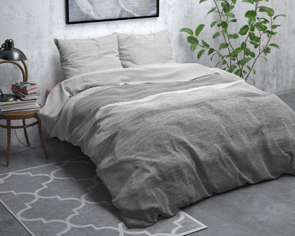 Flanel Dekbedovertrek Stone Stripe Grijs - Heerlijk warm - Leuke prints - Comfortabel zacht