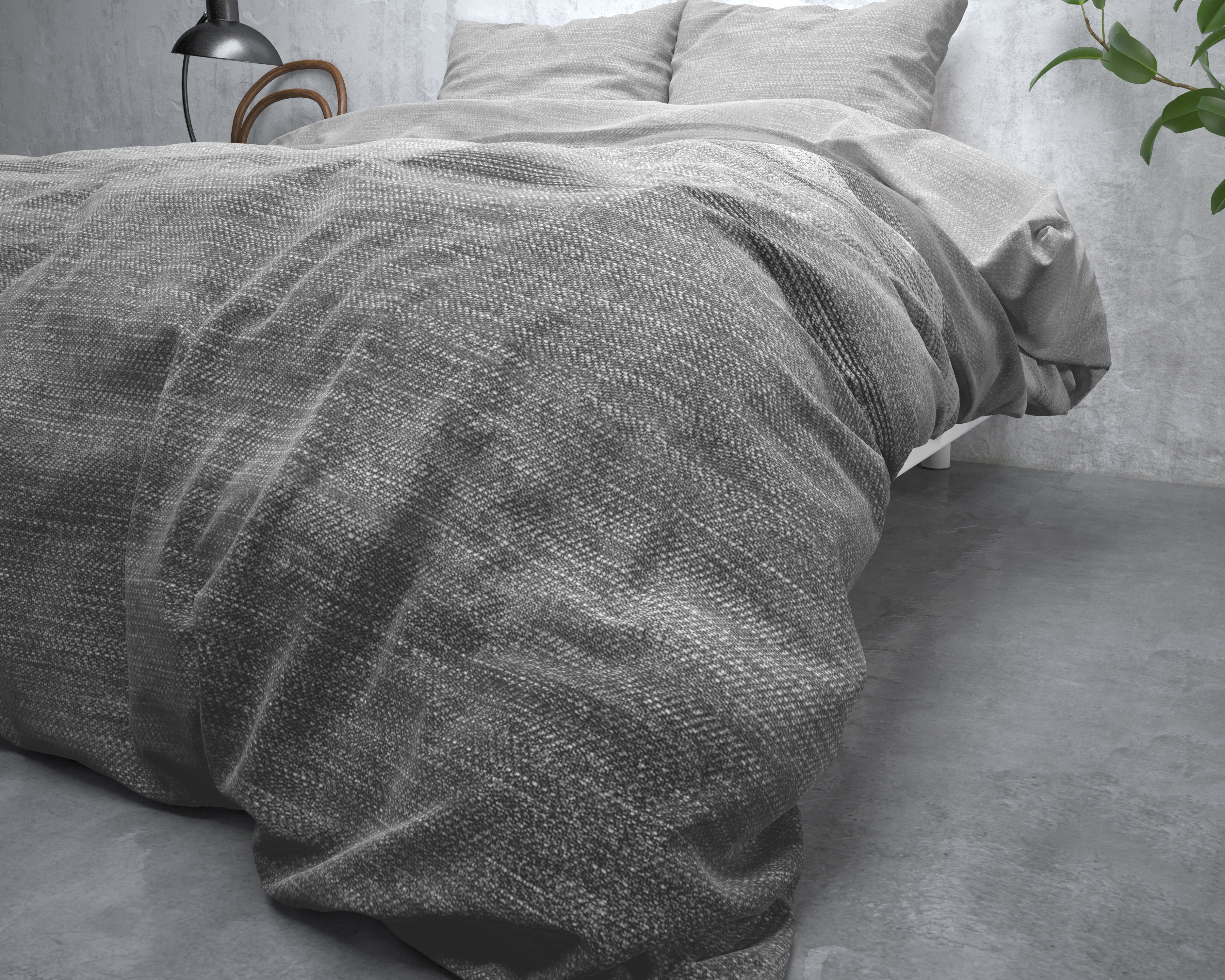 Flannel Duvet Cover Stone Stripe Gray - Wonderfully warm - Nice prints - Comfortably soft
