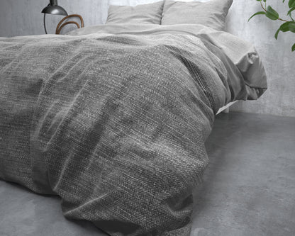 Flanel Dekbedovertrek Stone Stripe Grijs - Heerlijk warm - Leuke prints - Comfortabel zacht