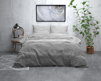 Flanel Dekbedovertrek Stone Stripe Grijs - Heerlijk warm - Leuke prints - Comfortabel zacht