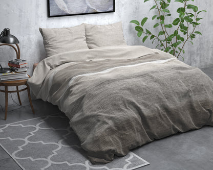 Flanel Dekbedovertrek Stone Stripe Taupe - Heerlijk warm - Leuke prints - Comfortabel zacht
