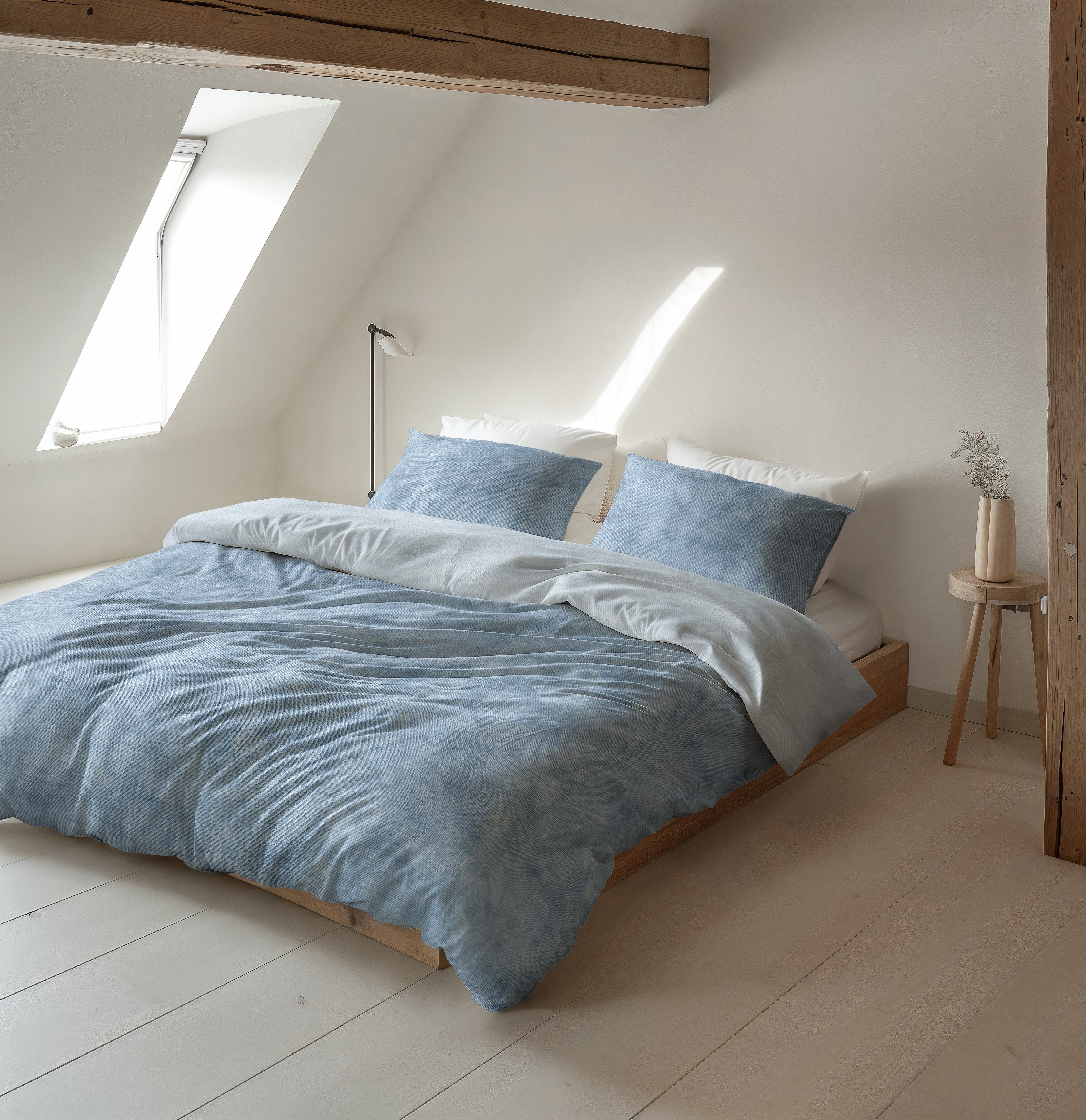 Flanel Dekbedovertrek Washed Cotton Blauw