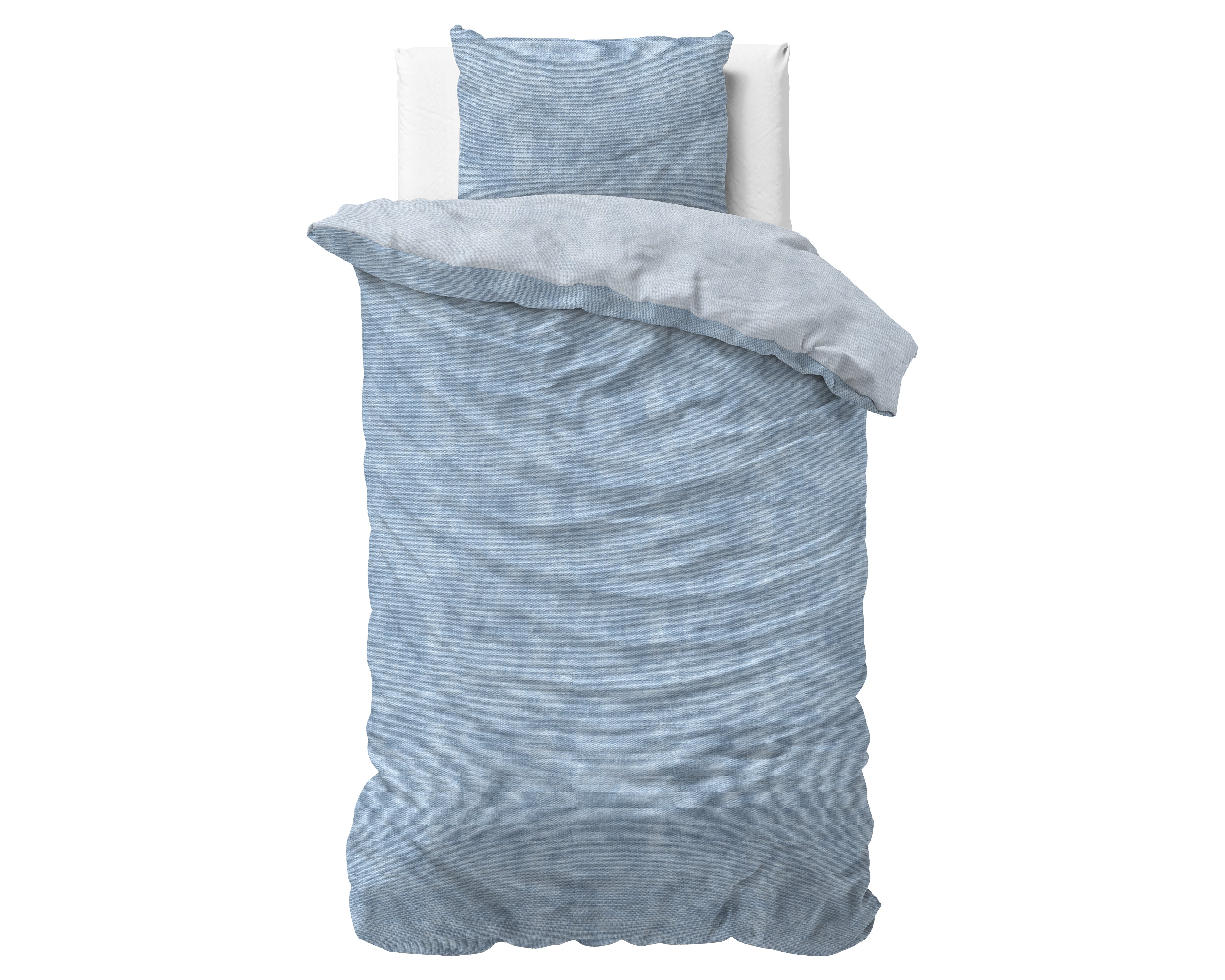 Flannel Duvet Cover Washed Cotton Blue - Wonderfully warm - Nice prints - Comfortably soft