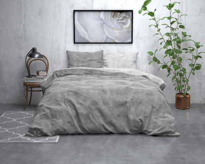 Flanel Dekbedovertrek Washed Cotton Grijs - Heerlijk warm - Leuke prints - Comfortabel zacht