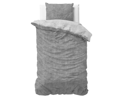 Flanel Dekbedovertrek Washed Cotton Grijs - Heerlijk warm - Leuke prints - Comfortabel zacht