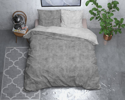 Flanel Dekbedovertrek Washed Cotton Grijs - Heerlijk warm - Leuke prints - Comfortabel zacht