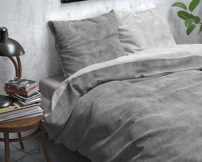 Flanel Dekbedovertrek Washed Cotton Grijs - Heerlijk warm - Leuke prints - Comfortabel zacht