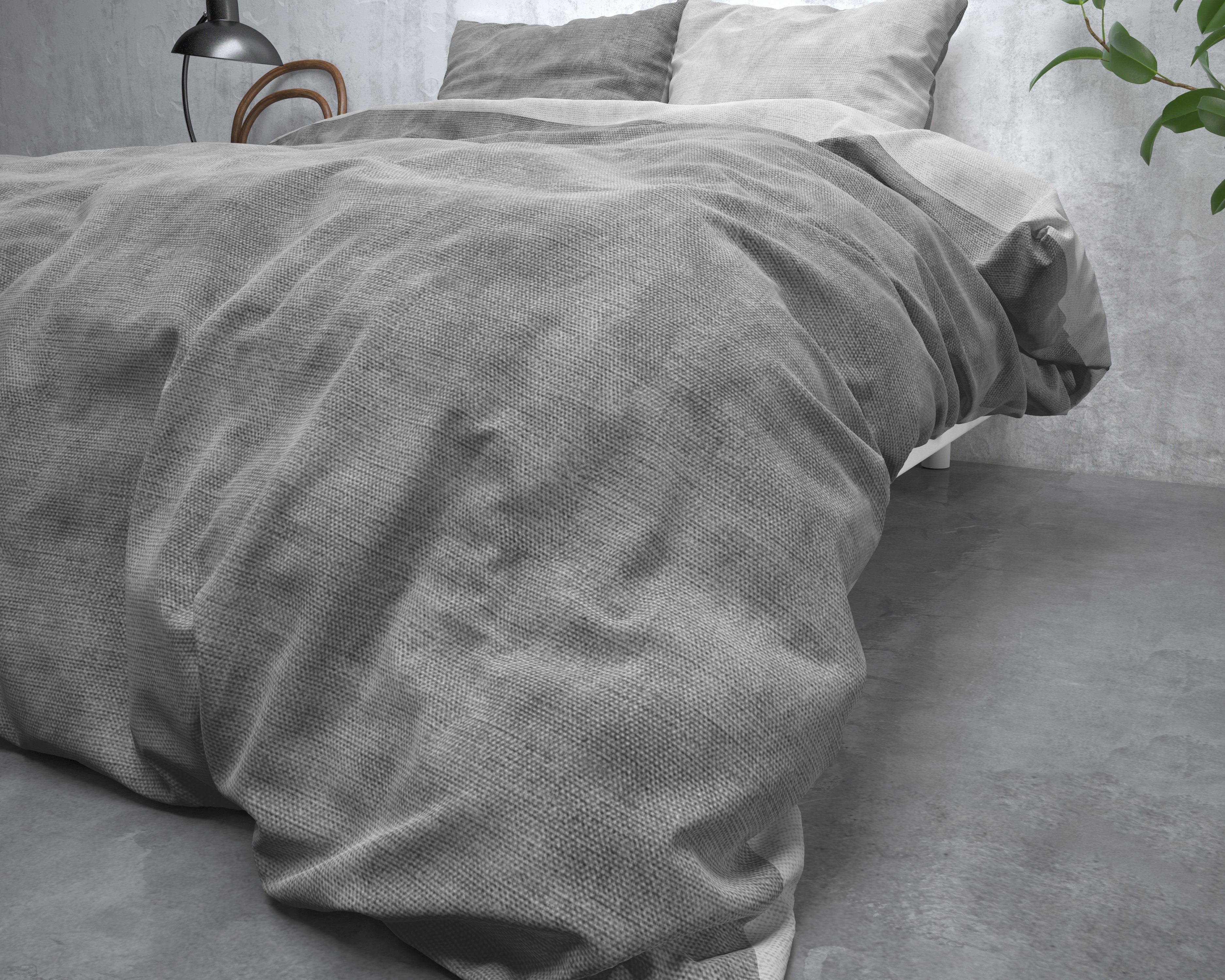Flannel Duvet Cover Washed Cotton Gray - Wonderfully warm - Nice prints - Comfortably soft