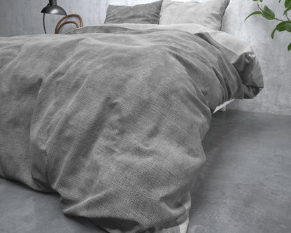 Flanel Dekbedovertrek Washed Cotton Grijs - Heerlijk warm - Leuke prints - Comfortabel zacht
