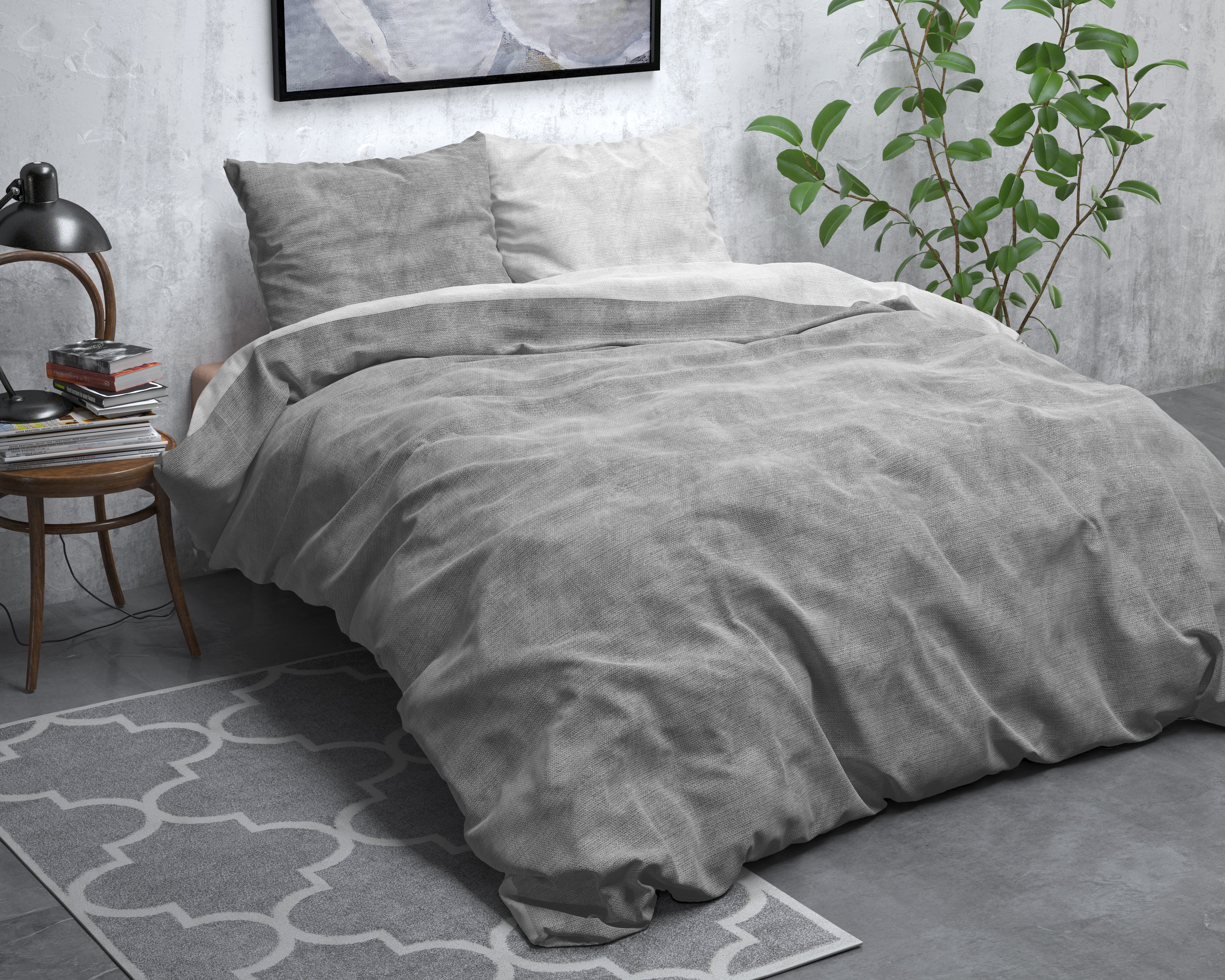 Flannel Duvet Cover Washed Cotton Gray - Wonderfully warm - Nice prints - Comfortably soft