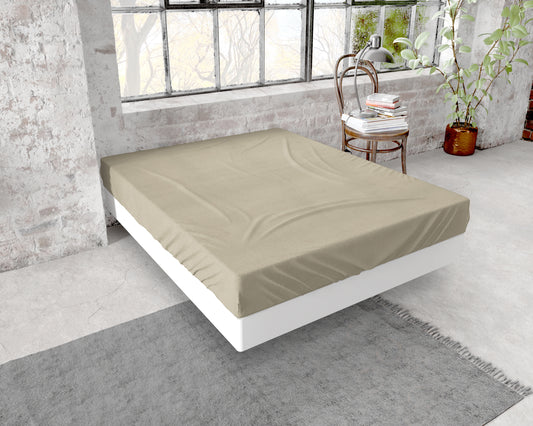 Flanel Premium Hoeslaken Taupe - Dubbelzijdig geborsteld - Heerlijk zacht en verwarmend - Vrij van schadelijke stoffen en huidvriendelijk