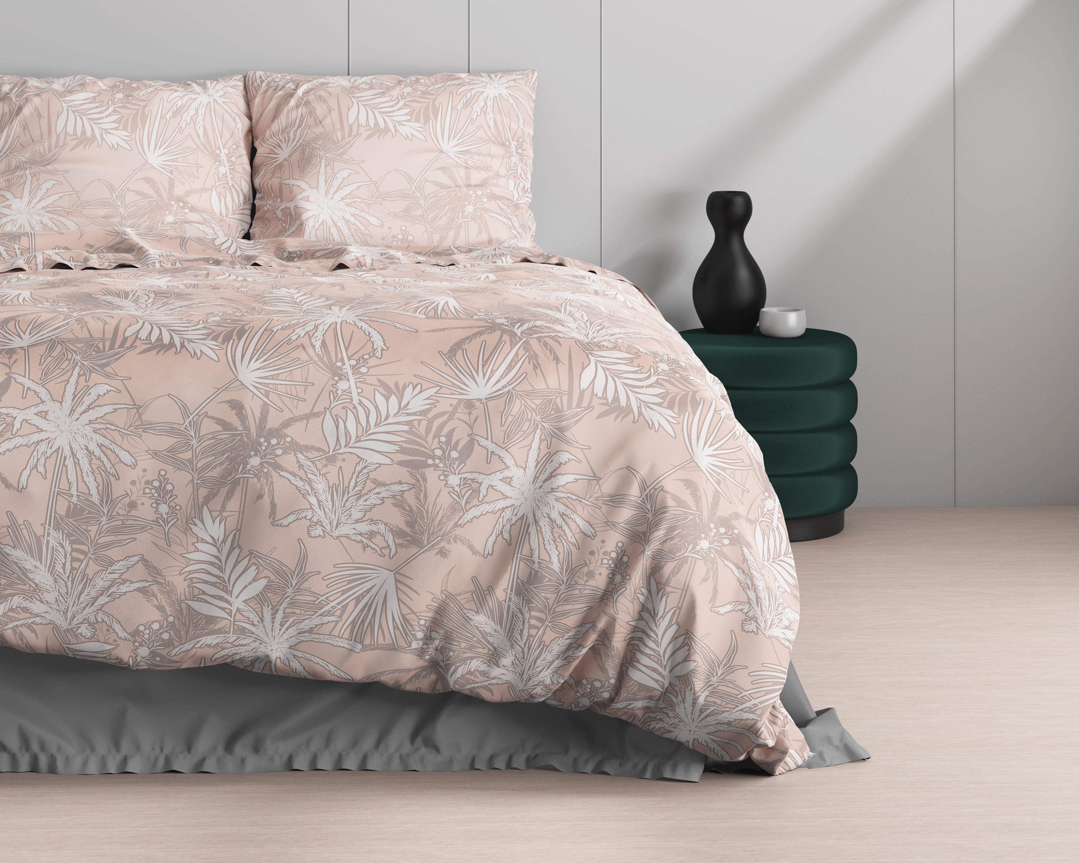 Floor Roze Dekbedovertrek - Luxe Satijn - Hoge kwaliteit - Trendy prints