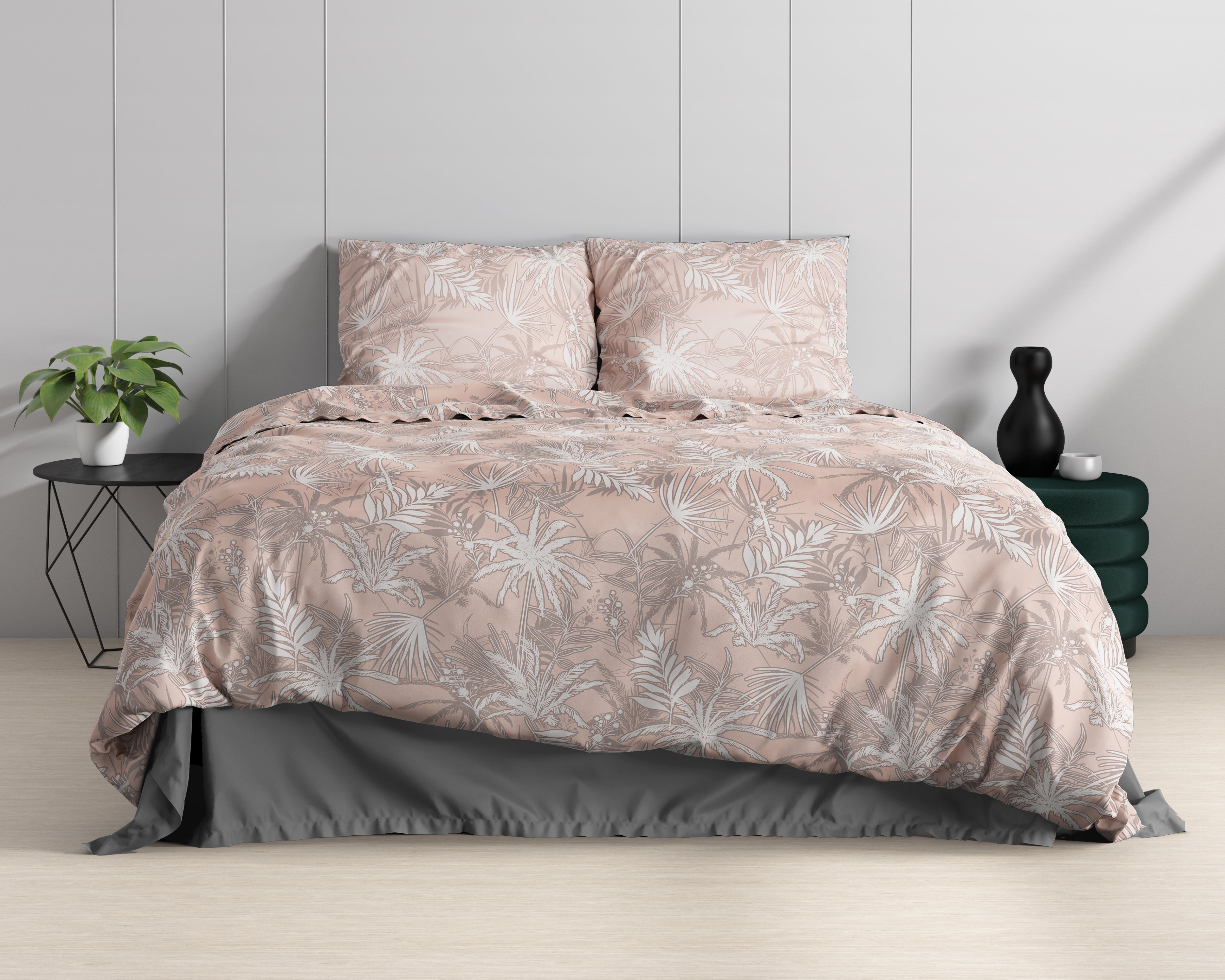 Floor Roze Dekbedovertrek - Luxe Satijn - Hoge kwaliteit - Trendy prints