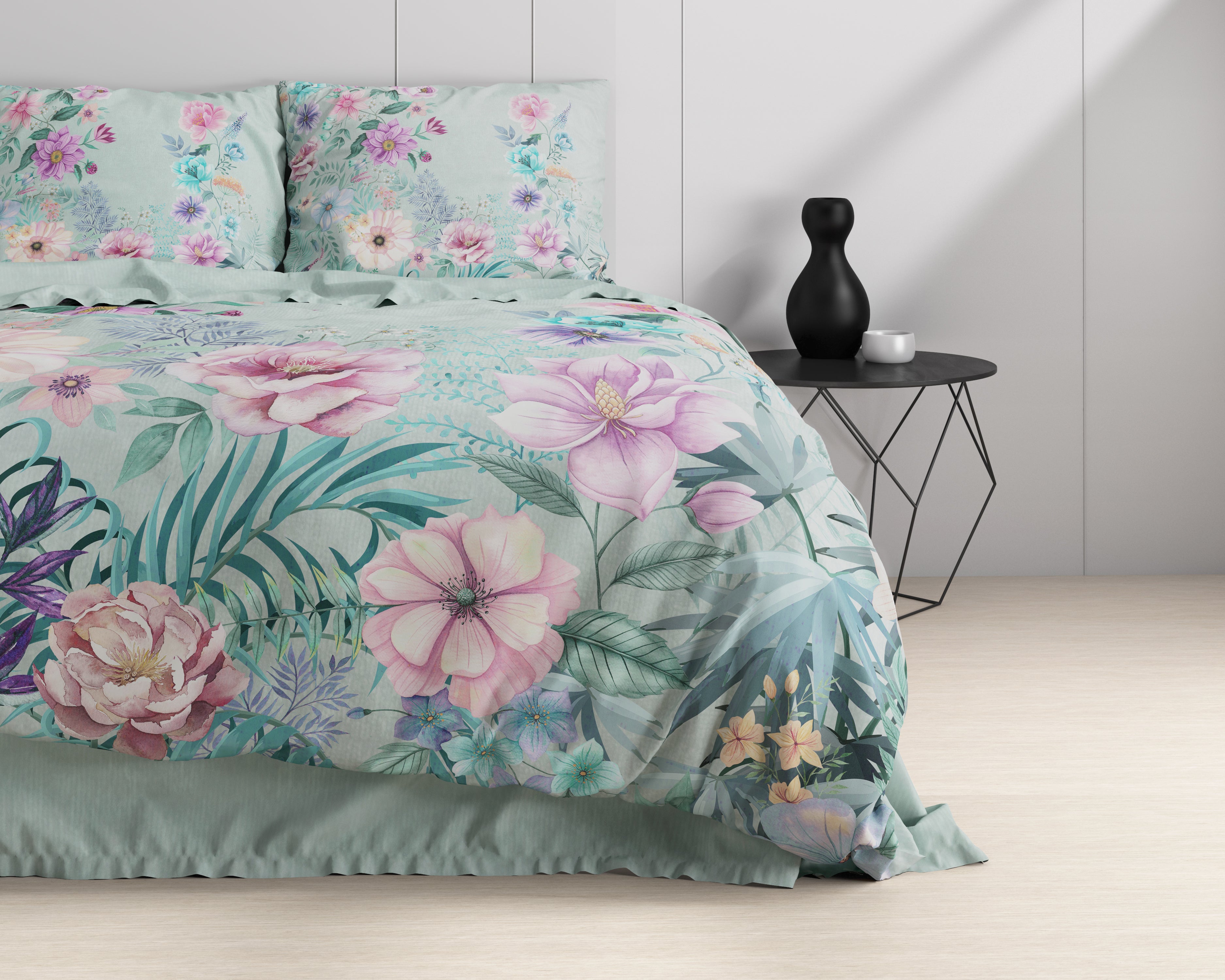 Flore Blauw Dekbedovertrek