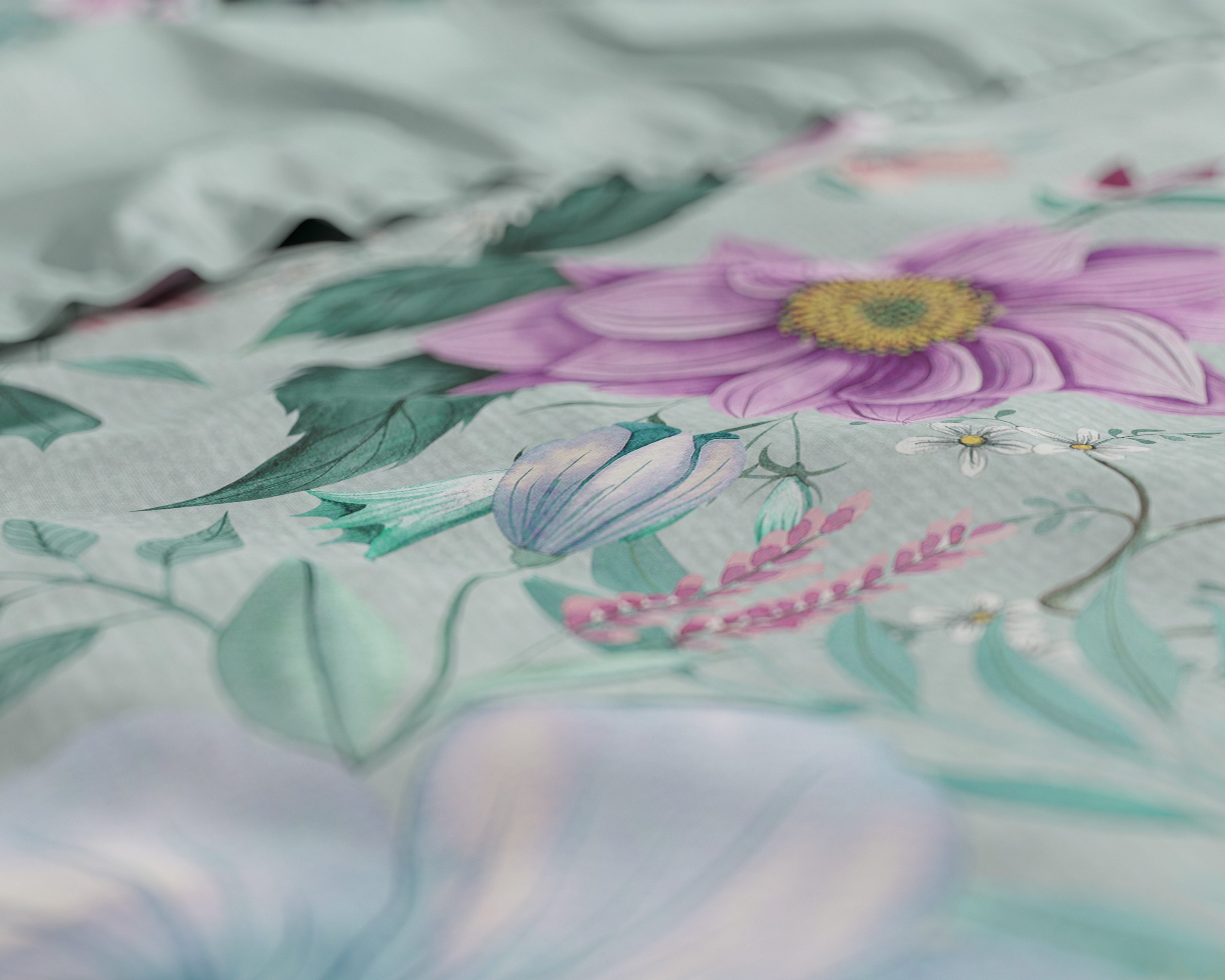 Flore Blauw Dekbedovertrek