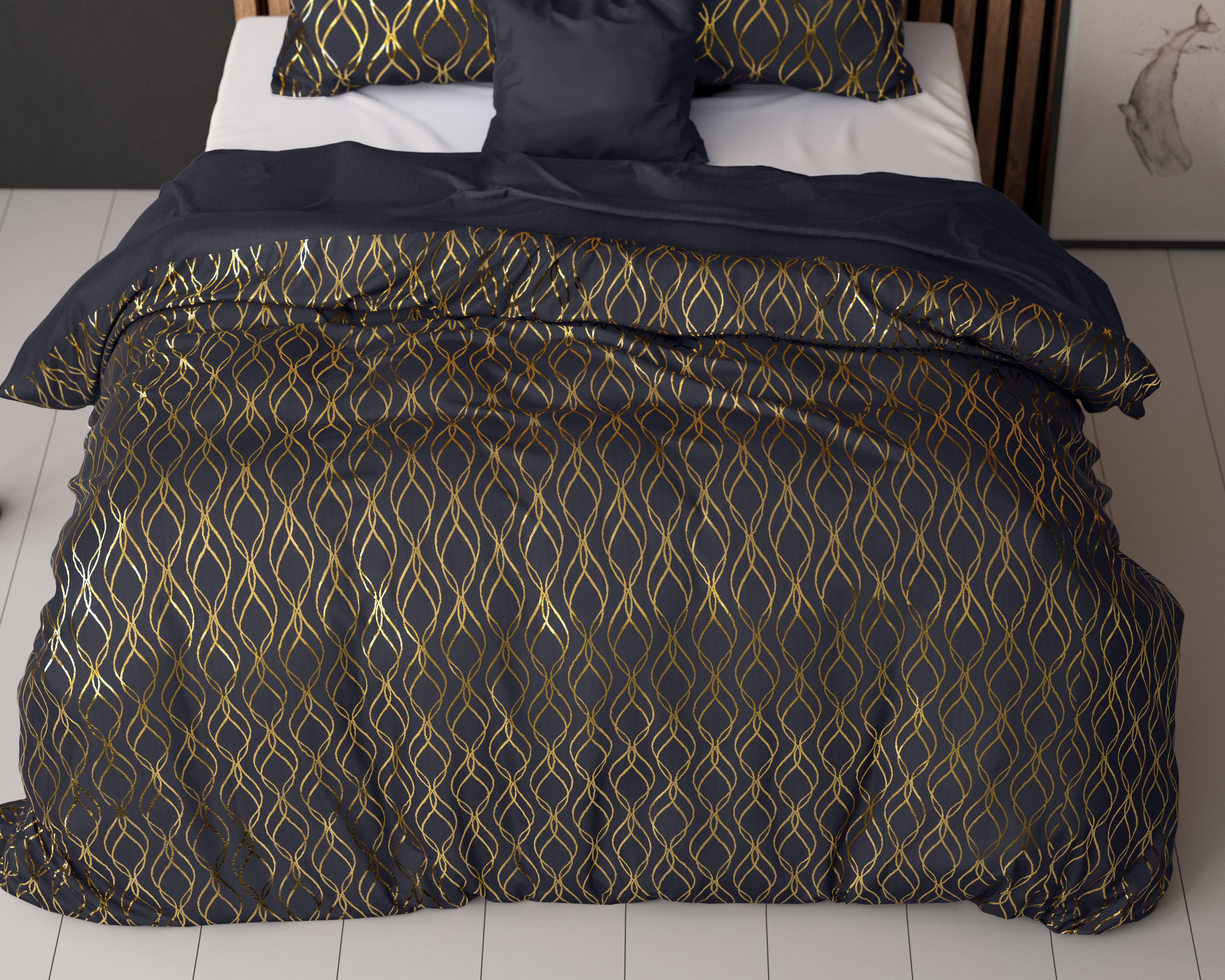 Flow Dekbedovertrek Zwart - Luxe Design - Super zacht geweven - Luxe verpakt