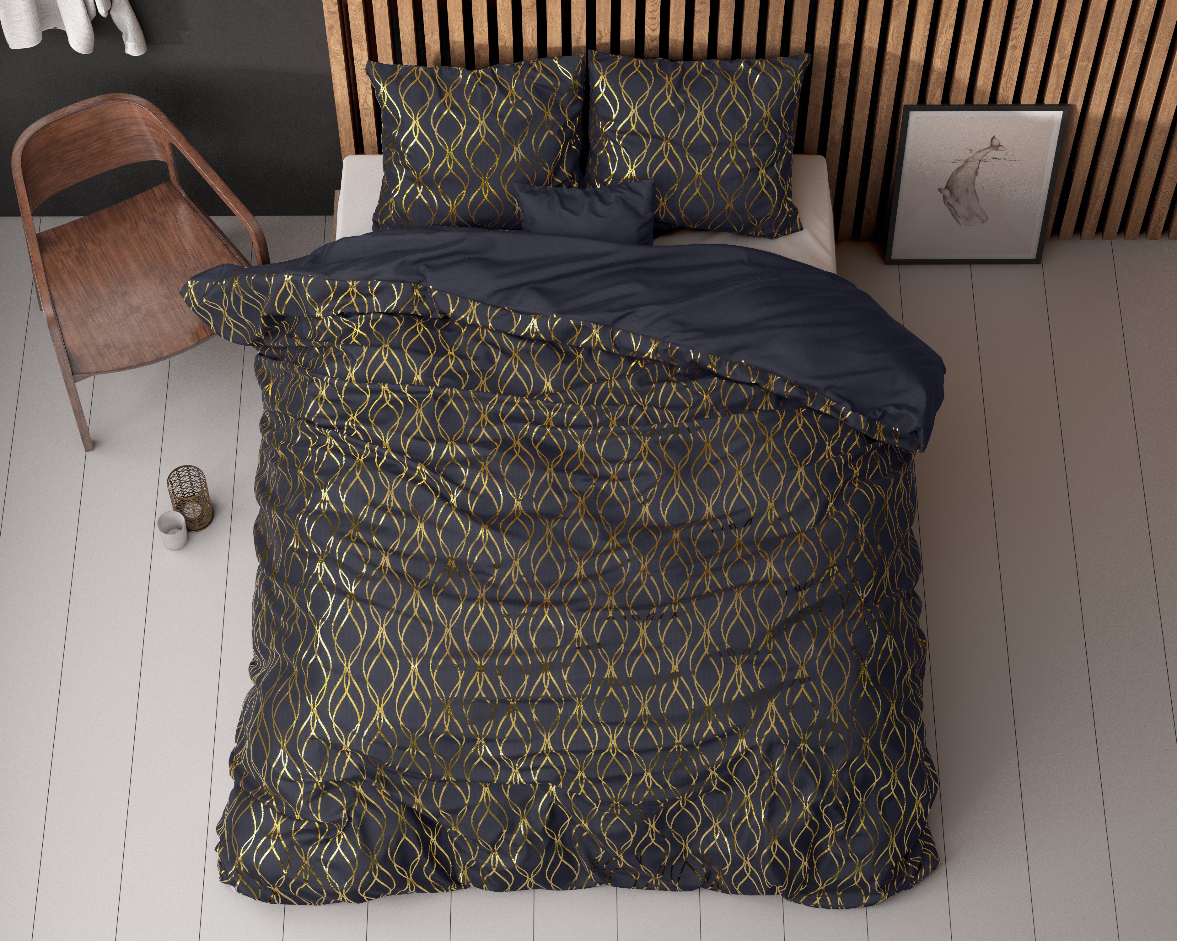 Flow Dekbedovertrek Zwart - Luxe Design - Super zacht geweven - Luxe verpakt