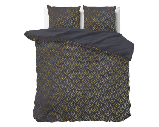 Flow Dekbedovertrek Zwart - Luxe Design - Super zacht geweven - Luxe verpakt