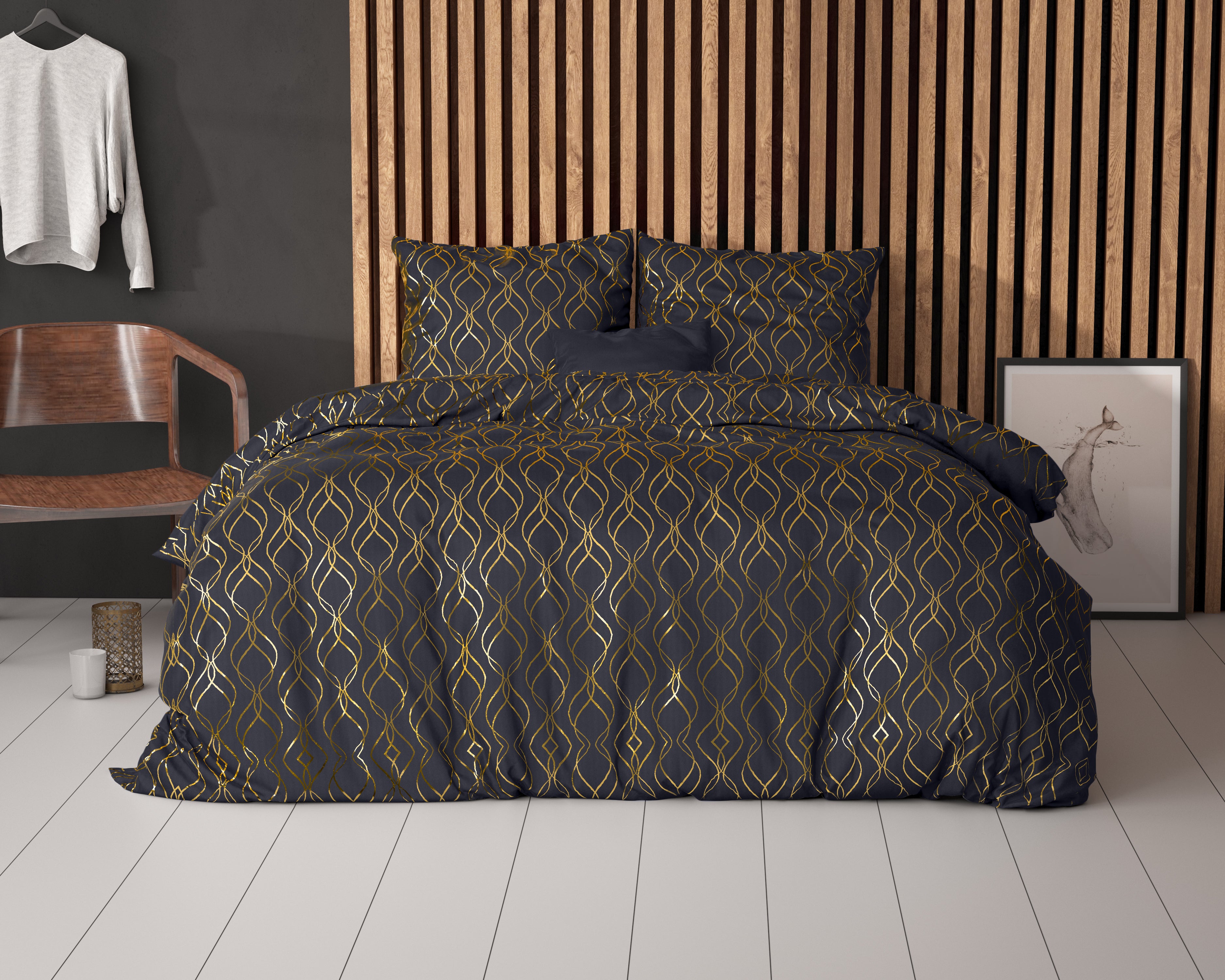 Flow Dekbedovertrek Zwart - Luxe Design - Super zacht geweven - Luxe verpakt
